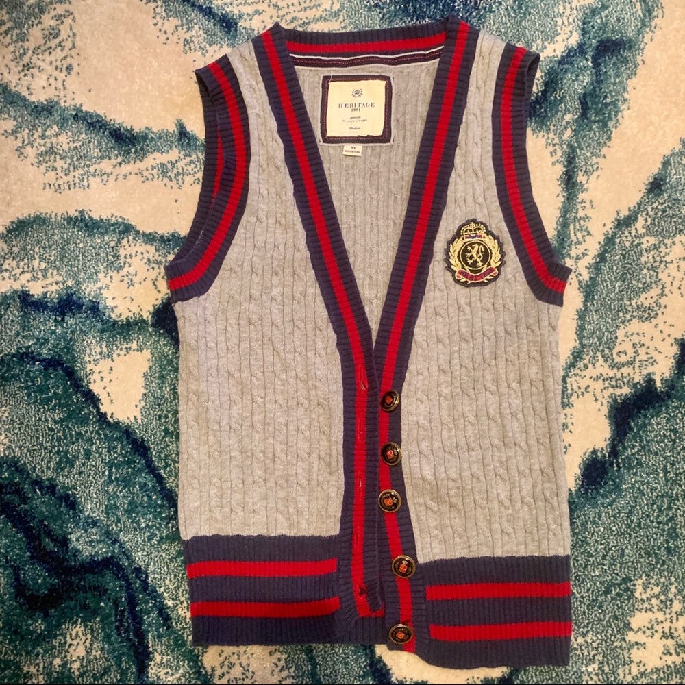 Preppy button up sweater vest